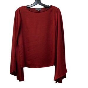 Limited, Women's Blouse, Petite Med, deep rust red color, Bell sleeves